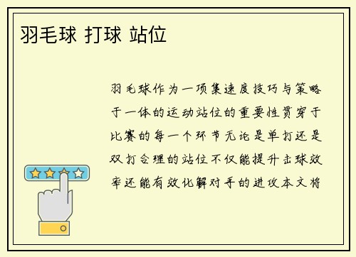 羽毛球 打球 站位